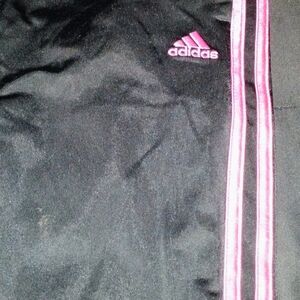 adidas Black Jacket with Pink Logo and Stripes